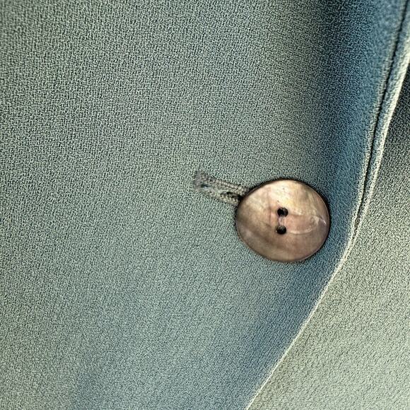 Vintage 80s Ann Tjian For Kenar Sea Foam Green Long Overcoat Blazer Size Small - Picture 4 of 13